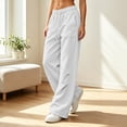 thumbnail image 2 of Iroehba Pants for Women Relaxed Mid Waist Solid Trousers Drawstring Sweatpants with Roomier Wide Leg Cut, With Side Pockets for Weekend Trips and Casual Outfit Matching, 2 of 6