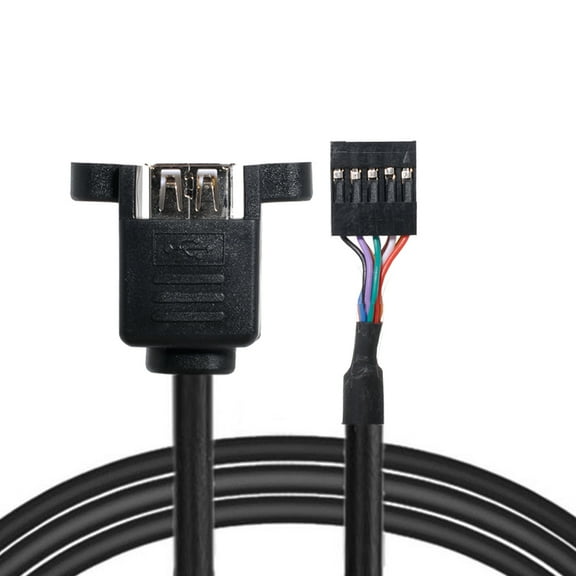 JSER 50cm Stackable Dual USB 2.0 A Type Female to Motherboard 9 Pin Header Cable with Screw Panel Holes