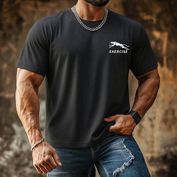 JOANKDMI Muscle T-Shirts for Men Short Sleeve Graphic Workout Tees Crewneck Athletic Running Shirts Quick Dry Breathable Fitness Tops for Gym Bodybuilding Training, M-5XL