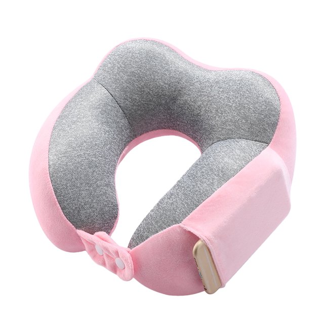 Linda almohada de cuello de espuma viscoelástica con funda de forro polar suave, almohada de viaje para niños y adultos