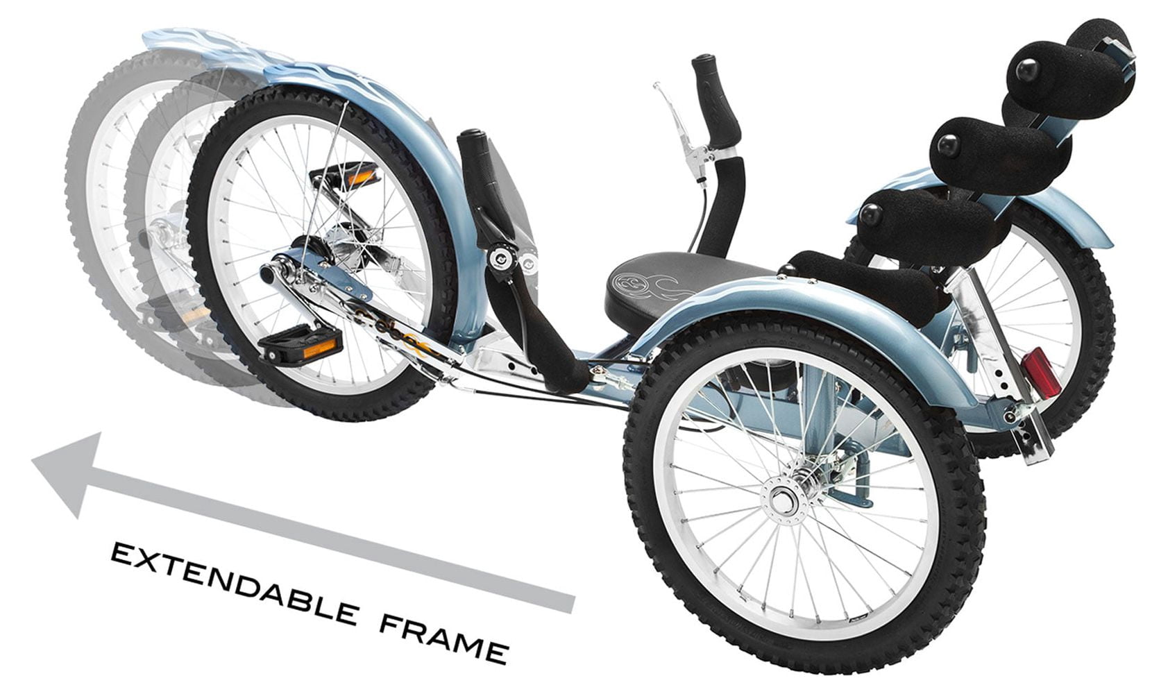 Mobo Shift: The World's First Reversible 3-Wheeled Cruiser Tricycle, Adult -Blue