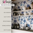 thumbnail image 5 of S4Sassy Peel and Stick Wall Covering, Tropical Palm & Sailboat Removable Wall Wrap - Blue Instant Walls Makeover Mural for Bathroom, Laundry Room, Closet - Self-Adhesive Wallpaper Vinyl -25"x240", 5 of 8