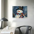 thumbnail image 4 of Nawypu Christmas Snowman Blue Wall Art for Living Room, Canvas Framed Wall Art Printed Modern Wall Painting for Bedroom Kitchen Office Holiday Decor Ready to Hang Watercolor Snowflakes Winter, 4 of 5