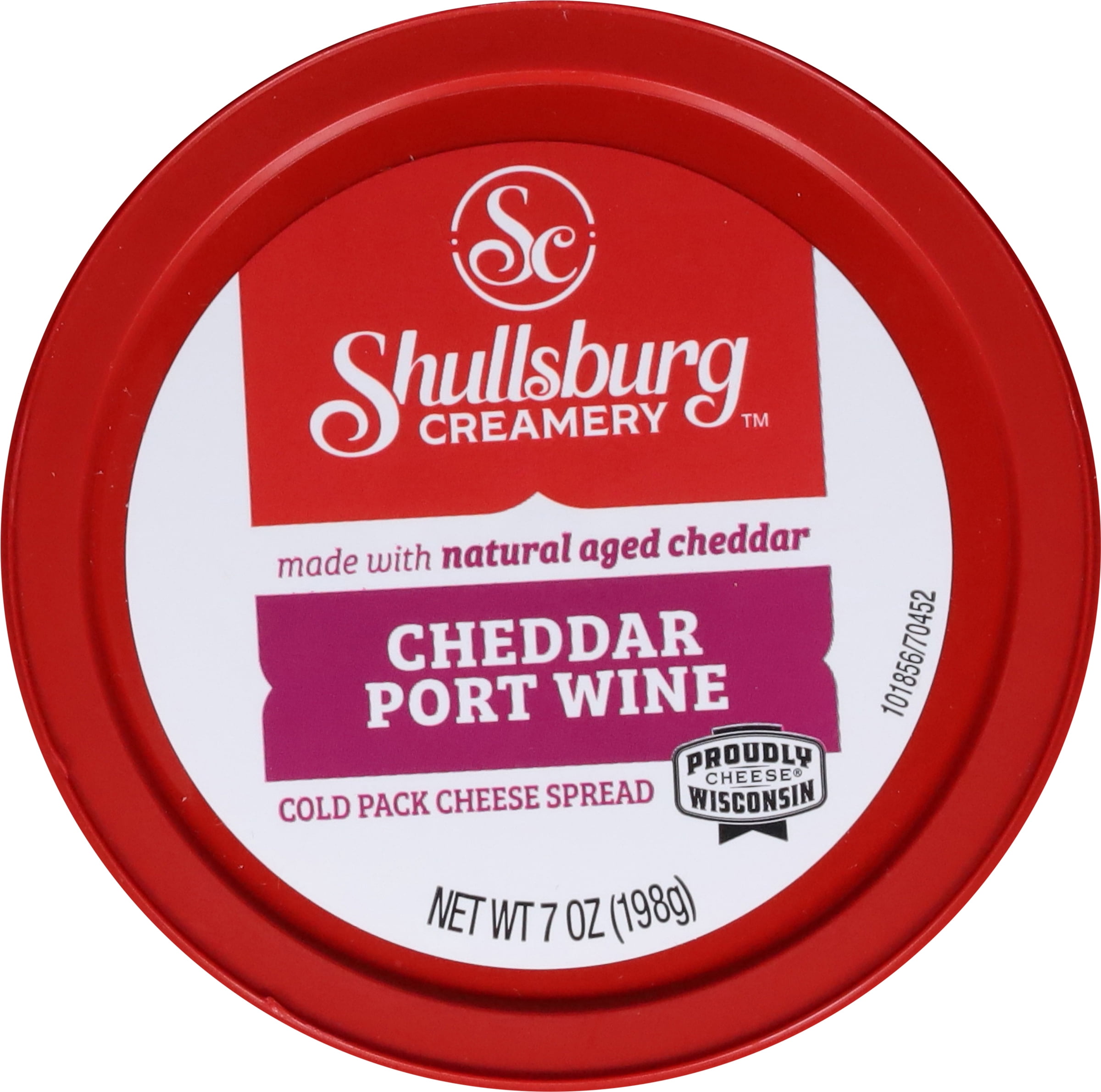 Shullsburg Creamery Cheddar Port Wine Spreadable Cheese Spread, 7 oz, Tub, Refrigerated