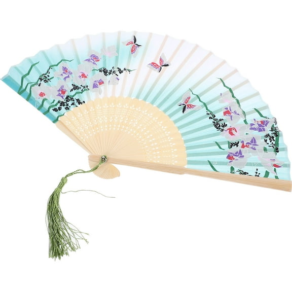 WORGEOUS Vintage with Tassel Retro Hand Fan Handheld Dancing Cloth Fan
