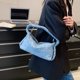 thumbnail image 4 of Bolsos con asa superior para mujer, bolso de hombro con cadena, bolso elástico de punto, bolso de tienda (azul) Tmvgtek Para Estrenar, 4 of 7