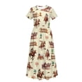 thumbnail image 5 of Uourmeti Western Cowboy Horse Print Girls Maxi Summer Dress with Pocket Short Sleeve Spring Boho Long Sundress Casual School for Kids, Size 13-14 Years, 5 of 7