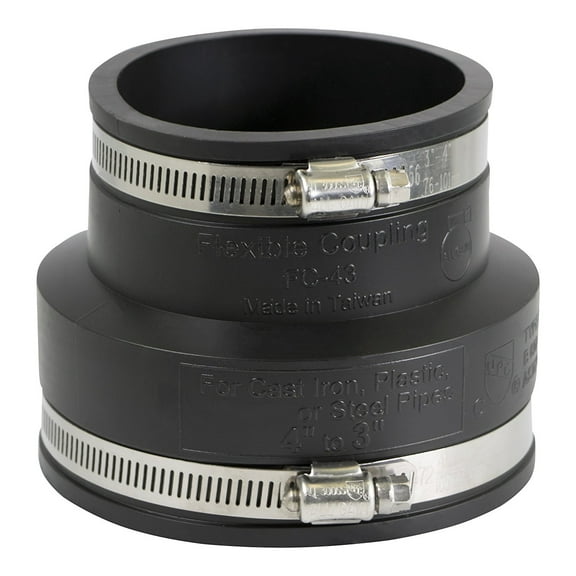 4 in. x 3 in. PVC Flexible Reducing Coupling with Stainless Steel clamps