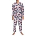 thumbnail image 3 of Fuzoiu Tropics Palm Trees Print Men's Long-Sleeved Pajama,Lounge Button Down Nightwear,Mens Notch Collar Pajama Set -Small, 3 of 7