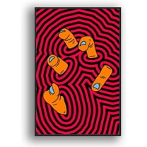 IDEA4WALL Framed Canvas Wall Art Minimalist Abstract Five Fingers Painting Prints for Modern Home Decoration Ready to Hang - 16x24 inches