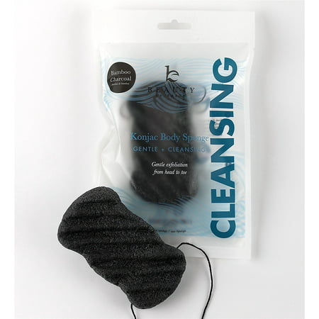 Konjac Body Sponge, Bamboo Charcoal Natural Bath Loofah with String for Cleansing and Exfoliating Sensitive Skin, Vegan, Gentle Puff Sponges, Pouf Alternate to Exfoliate and Cleanse for Men and (Best Loofah For Sensitive Skin)