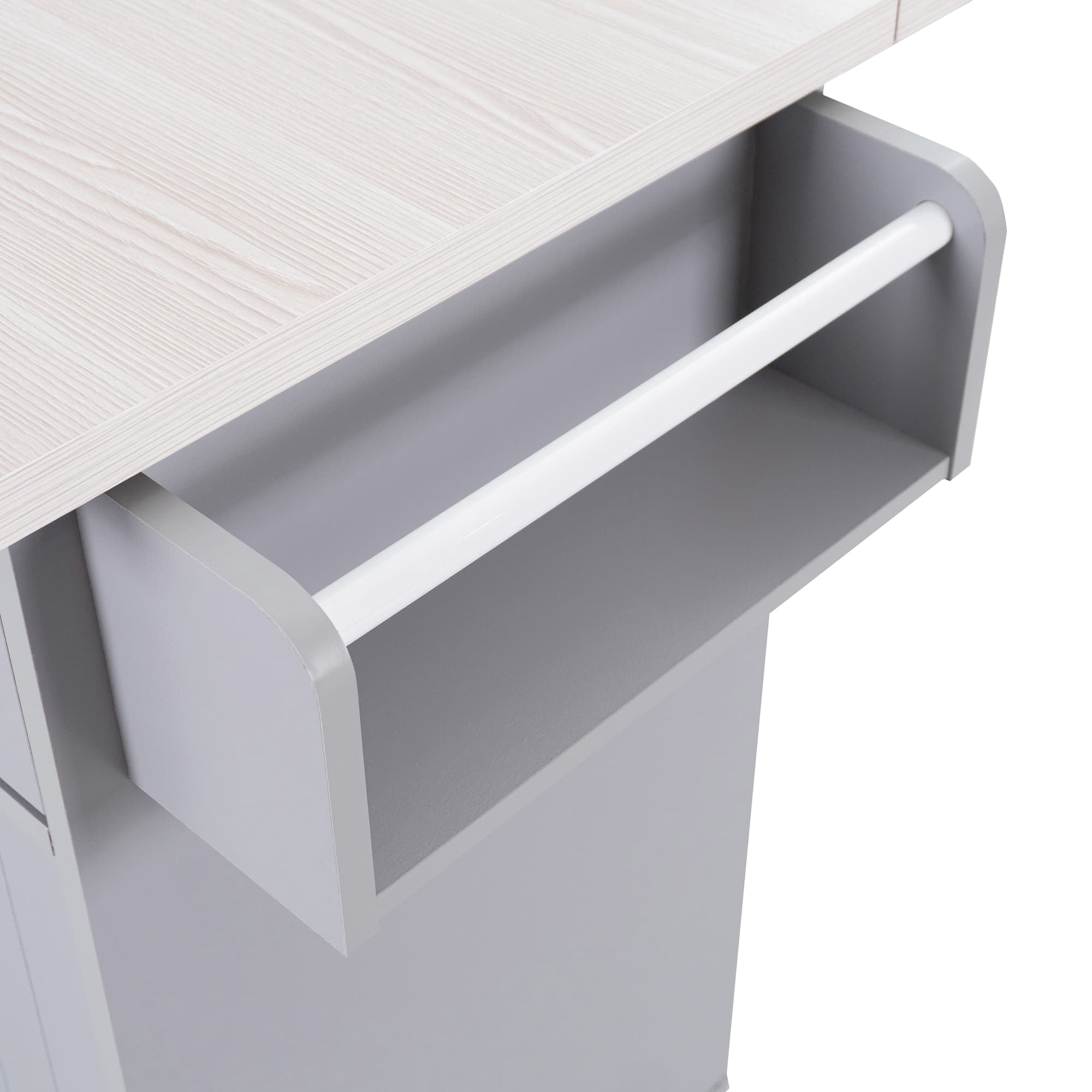 MAYEERTY Kitchen Island with Trash Can Storage Cabinet, Gray