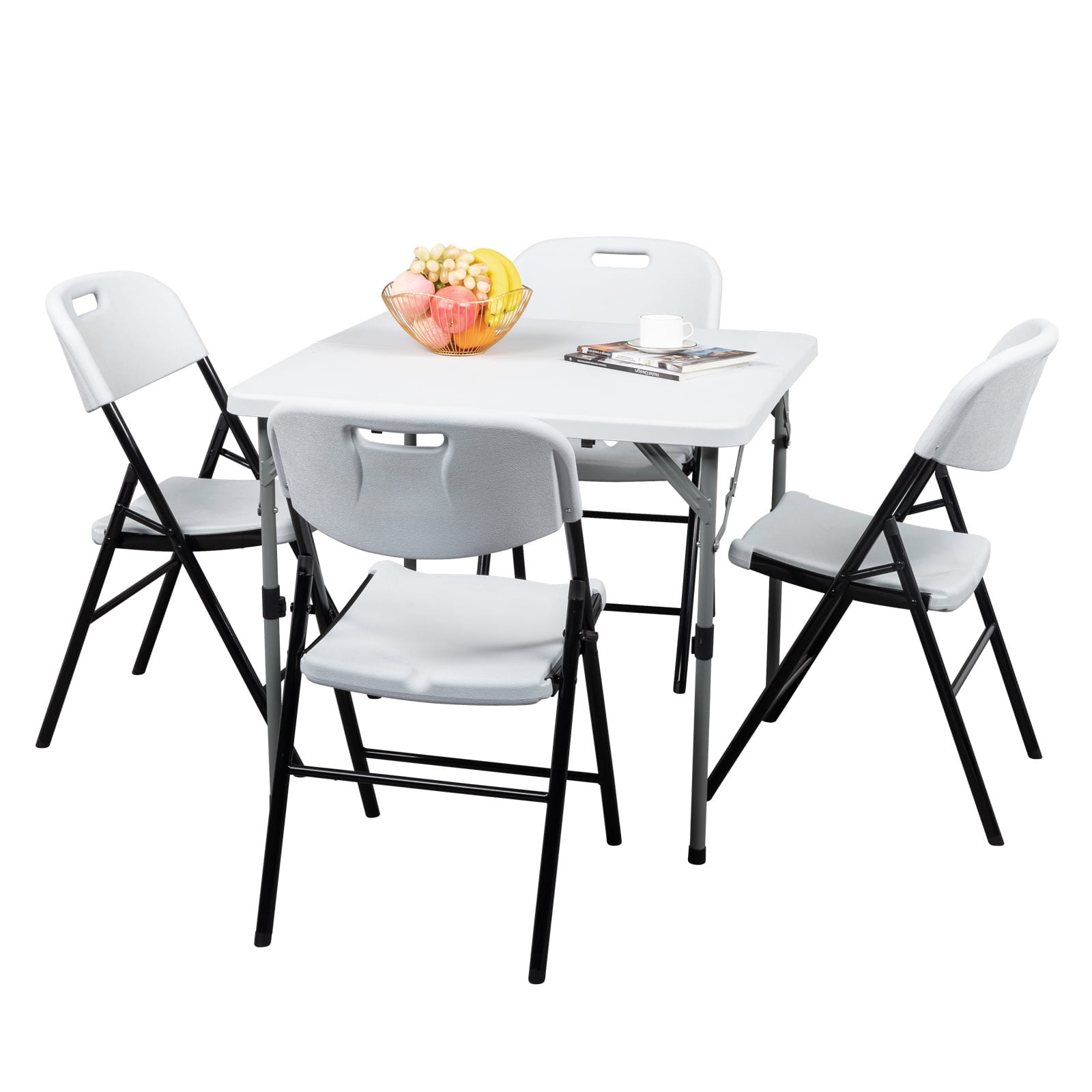4 Pack Folding Garden Chairs, HDPE Plastic Foldable Outdoor Chair with Metal Frame, Portable Lightweight Patio Chair for Yard Garden Camping