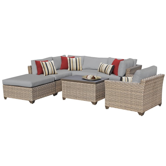 Hampton 7 Piece Outdoor Wicker Patio Furniture Set 07d