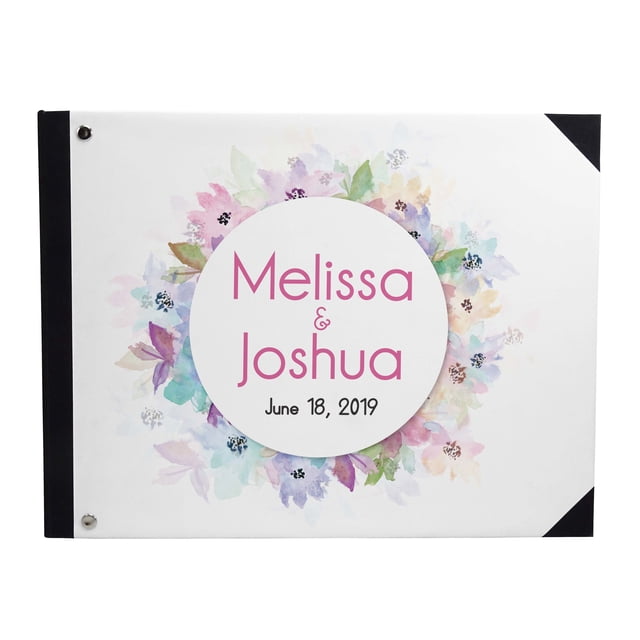 Darling Souvenir Multicolor Floral & Leaves Printed Wedding Guest Book Hardbound Cover Sign In Book Registry Scrapbook-7 x 9 Inches