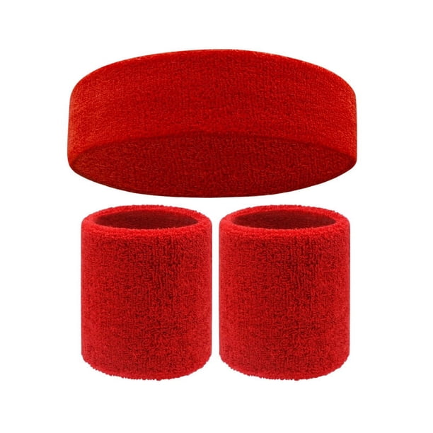 Nvzi Conjunto de muñequeras deportivas, conjunto de muñequeras deportivas que absorben la humedad y el sudor, muñequera de tela súper cómoda (roja)
