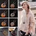 thumbnail image 3 of Retro Women Wooden Leaf Owl Long Sweater Chain Ethnic Round Necklace Clock Pendant Female Jewelry Neck Accessories Gifts Collar, 3 of 4