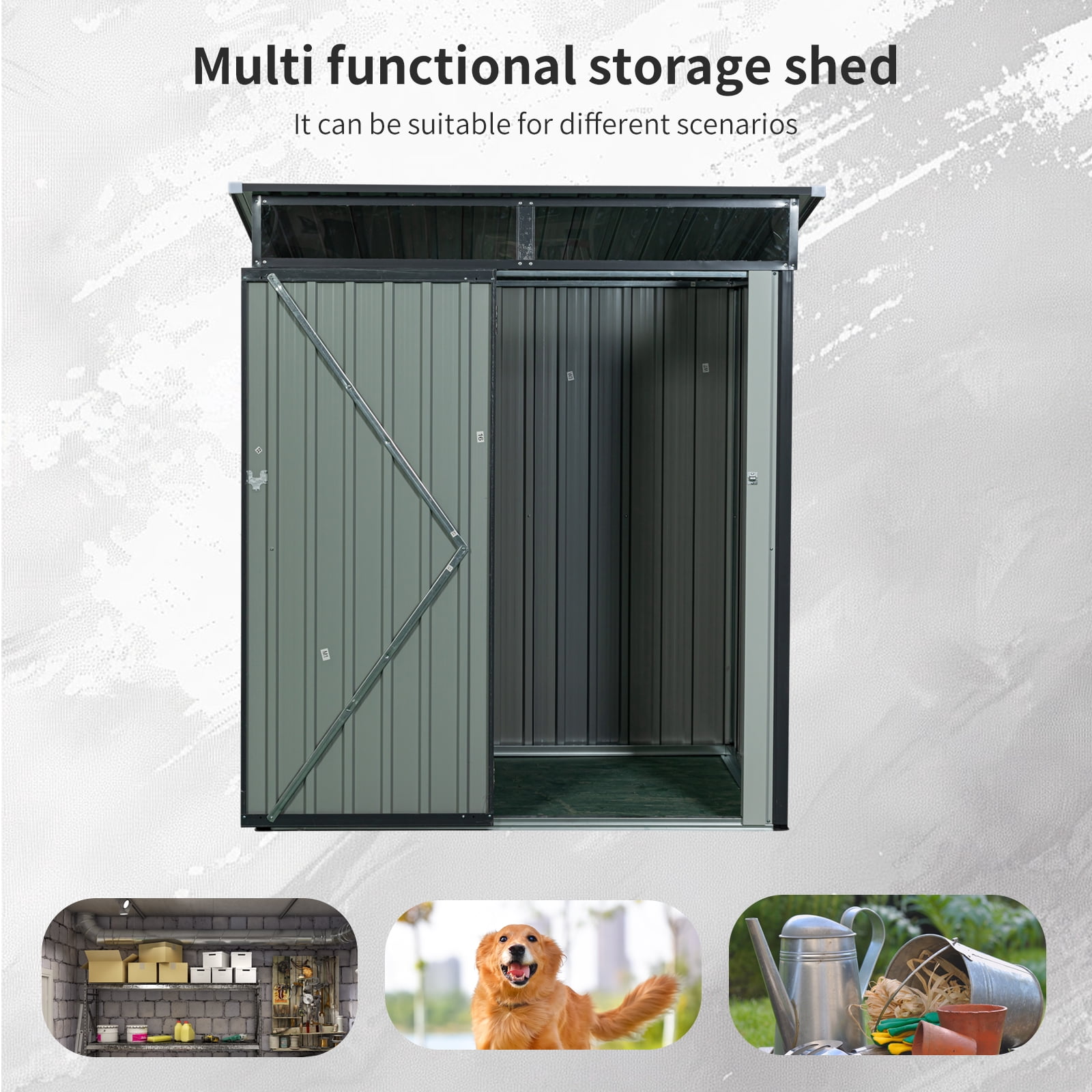 CarButler 5x3ft Metal Outdoor Storage Shed with Transparent plate and Lockable Door for Garden Backyard Patio Lawn Gray