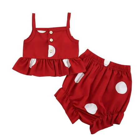 

Kiplyki Flash Deals Toddler Pants Girls Summer Clothes Big Polka Ruffled Camisole Shorts Suit