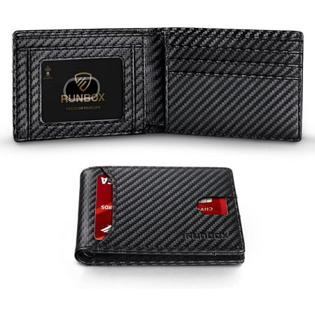 Runbox Leather Bifold Wallets for Men Rfid Blocking Large Capacity ID's ...