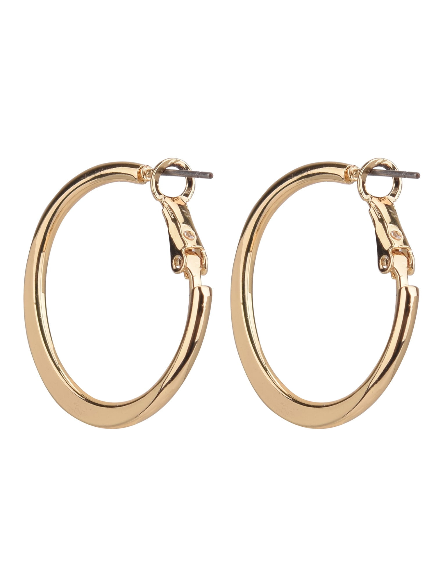 Time and Tru Adult Women's Gold Tone Flat Metal Hoop Earring