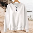 thumbnail image 4 of Sevevn Women's Henley Half Button Fleece Loose Long Sleeve Pullover Sweatshirt Fall Winter, 4 of 5