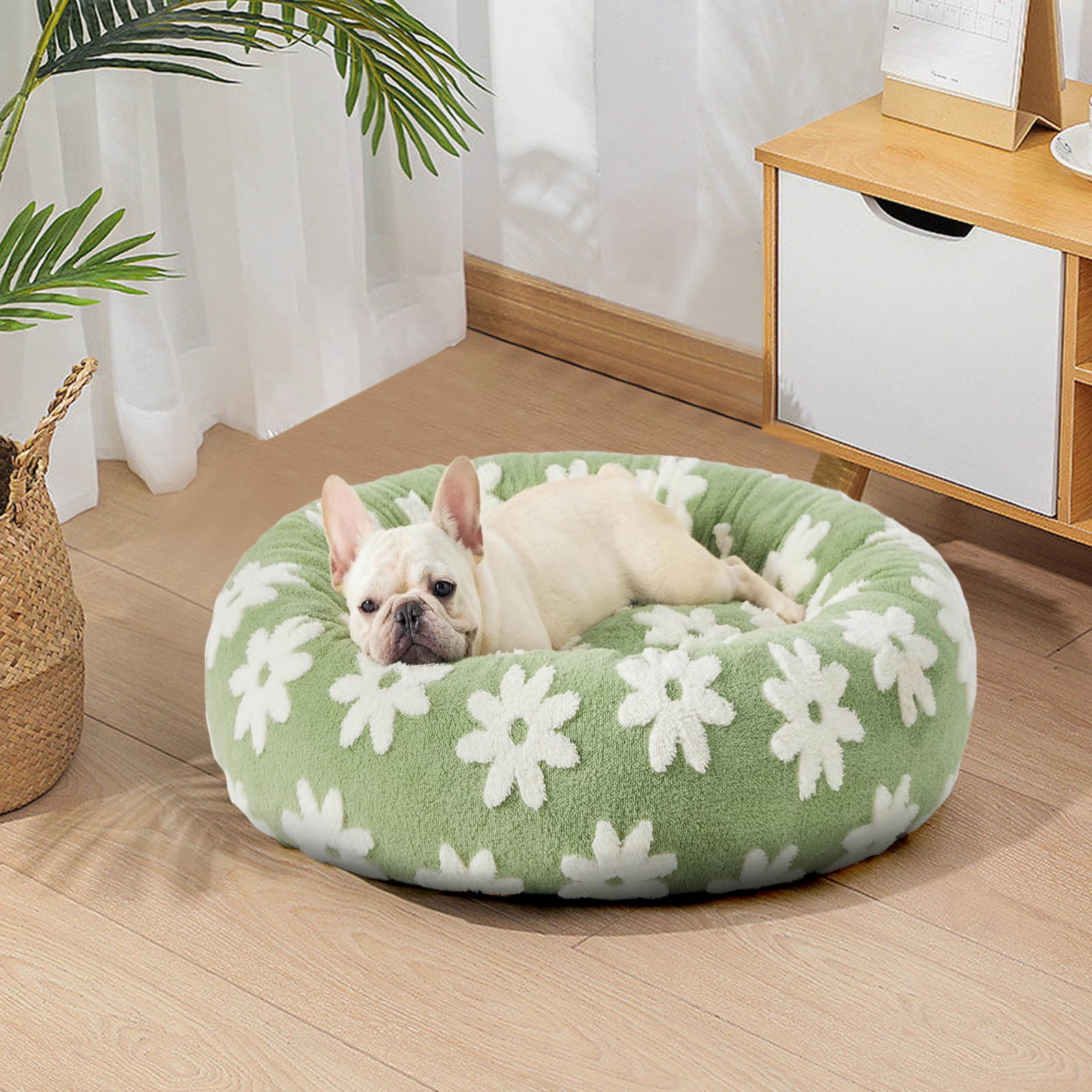 Winter Warm Indoor Round Pet Bed for Medium Dogs Calming Donut Dog Bed for Relief | Elevated Orthopedic Support | Washable Cover | Plush Material | 50x50cm | Ultimate Comfort Rest