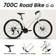 thumbnail image 2 of 700C Road Hybrid Bike for Adult , 21-Speed Road Bike Road Bicycle Carbon Steel Frame/Dual-Disc Brakes/Multiple Colors, 2 of 8