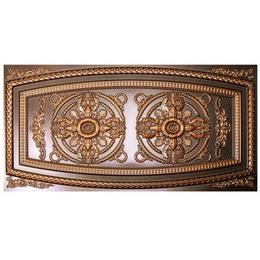 Riga 4 ft. x 2 ft. Drop-in or Glue-Up Vinyl Ceiling Tile in Antique Copper - Box of 10