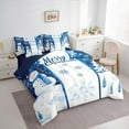 thumbnail image 3 of jejeloiu Merry Christmas Bedding Comforter Set 7pcs,Kawaii Xmas Snowmen Queen Bedding Sets,White Pine Snowglake Queen Sheet Sets For Girls,Super Cozy Room Decoration Reversible, 3 of 8