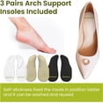 thumbnail image 3 of Bukihome Arch Support Shoe Insoles for Flat Feet – 3 Pairs Gel Arch Inserts for Plantar Fasciitis Relief, Adhesive Arch Pads to Relieve Pressure & Foot Pain (L, Transparent + Skin + Black – 3 Colors), 3 of 7
