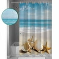 thumbnail image 3 of Small Stall Shower Curtain 36x72 Inch Narrow Half Size Coastal Seashells Bath Curtains Bathroom Decor Beach Ocean Nautical Starfish Conch Waterproof Fabric Shower Curtain Set with Hooks 36 Inch, 3 of 6
