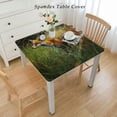 thumbnail image 2 of HAOXIT Decorative Elastic Edged Square Fitted Tablecloth, Mammal Polyester Fitted Table Cover for Home Kitchen Dining Room Fit Square Table 48''x48'', 2 of 7