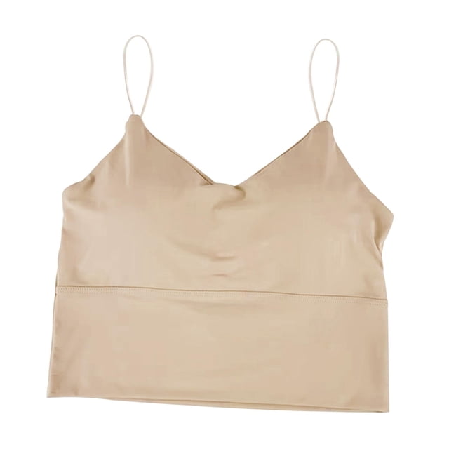 Tops cortos para mujer, camiseta sin , suave, inconfundible, inalámbrica, en apariencia de U, espalda, sin costuras, color , camiseta sin , piel Tal única Macarena Camisola