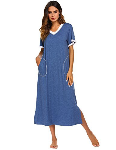 Ekouaer Sleepwear Women’s Nightshirt Short Sleeve Nightgown Ultra-Soft Full Length Sleepshirt 