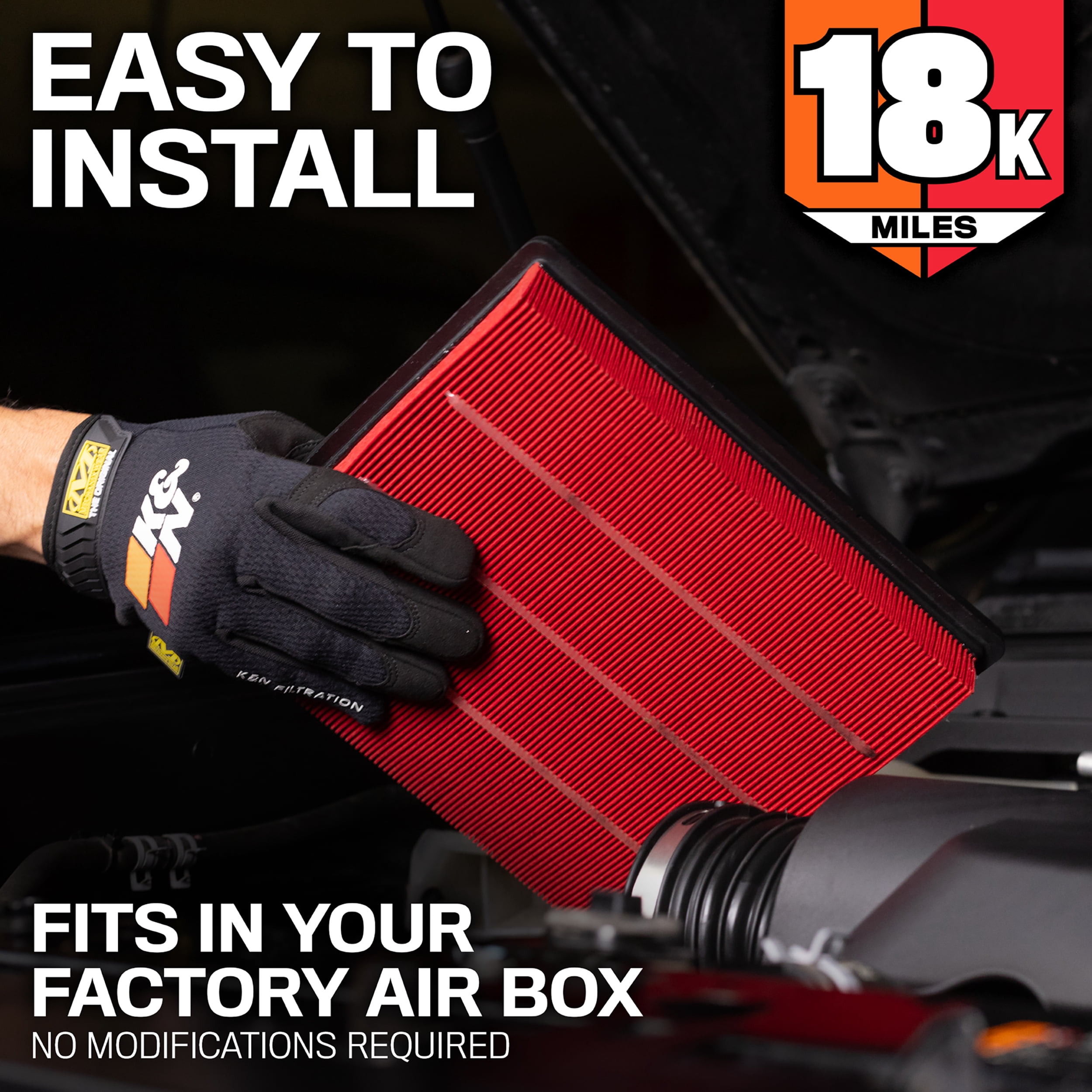 K&N Advantage Engine Air Filter: Long Life 18,000 Miles, Easy Installation, Engineered to Maximize Airflow, KNA-3136
