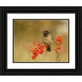 thumbnail image 1 of Waldmann, Shlomo 18x15 Black Ornate Wood Framed with Double Matting Museum Art Print Titled - Bulbul with Nandina, 1 of 4