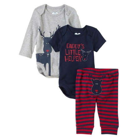 - Childrens Place Infant Boys 3 Piece Daddys Little Helper Creepers Pants Set