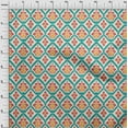 thumbnail image 4 of oneOone Rayon Teal Green Fabric Asian Ikat Craft Projects Decor Fabric Printed By The Yard 56 Inch Wide, 4 of 4