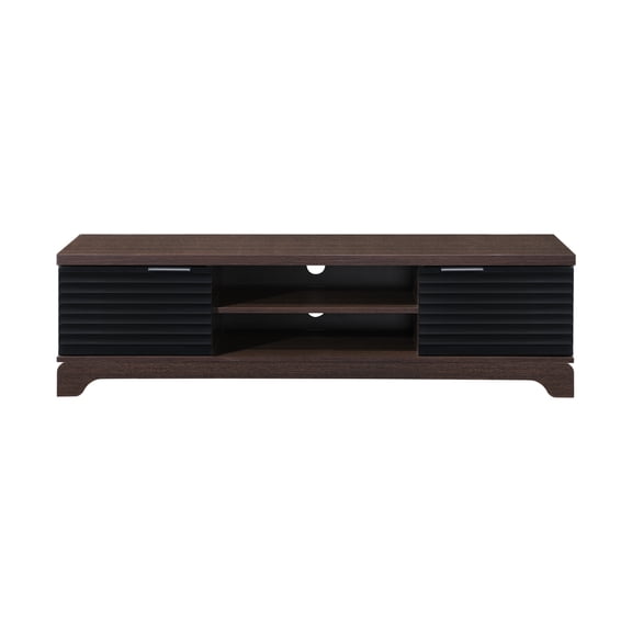 58.66 in. Dark Walnut Wood TV Stand with 2 Storage Cabinets Fits TV's up to 65 in.