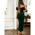 thumbnail image 3 of Anbech Women's Velvet Dress Foldover Off Shoulder Midi Dress High Split Cocktail Gowns, 3 of 10