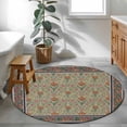 thumbnail image 3 of Round Rug 4Ft Washable Non-Slip, Boho Floral Circle Area Rugs for Living Room Bedroom, Vintage Flowers Abstract Art Ethic Tribe Indoor Floor Mats Carpet Runner for Home Decor Aesthetic, 3 of 8