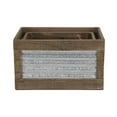 thumbnail image 3 of Set of 2 Brown and Gray Handcrafted Rectangular Storage Crates 16.25", 3 of 7