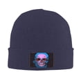 thumbnail image 2 of XMXT Winter Casual Beanie Hats for Men Women, Aged Floral Skull Blue Print Unisex Adult Cap Warm Daily Knit Hat Skull Caps, Navy Blue, 2 of 9