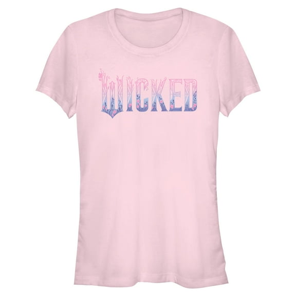 Juniors Wicked: For Good Floral Pink and Purple Logo T Shirt
