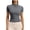 Gray, variant on Workout Jackets for Women Lightweight Zip Up Slim Fit Athletic Jacket Short Sleeve Stand Collar Crop Running Jackets Solid Color Yoga Sportwear Navy S