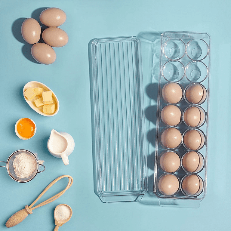 Ansook 2 Pack Egg Holder, Egg Dispenser for Refrigerator, Automatically  Rolling Egg Container for Kitchen Fridge, Single Egg Rack Hold 14 Eggs