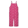thumbnail image 6 of Aocisk Girls Romper Casual V Strap with Bow Print Solid Color Loose with Pocket Girls Pants Hot Pink 11-12 Years, 6 of 6