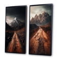 thumbnail image 3 of Designart "Endless Roads Through Misty Snowy Mountains V" Meadow Framed Wall Art Set Of 2 - Traditional Brown Framed Canvas Set For Living Room Decor, 3 of 6