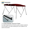 thumbnail image 2 of Seamander 3 Bow Bimini Top Boat Cover with Rear Support Pole and Storage Boot, 46" Height,Burgundy, 2 of 5